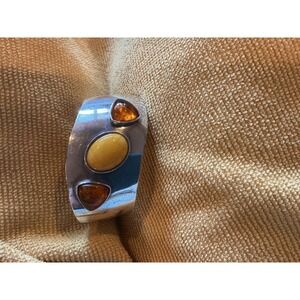 Jay King DTR Sterling Silver Amber Cuff Bracelet 35 grams